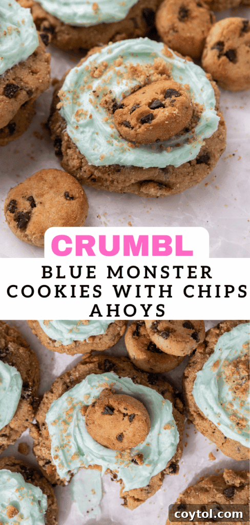 Crumbl Blue Monster Cookies with Chips Ahoy 