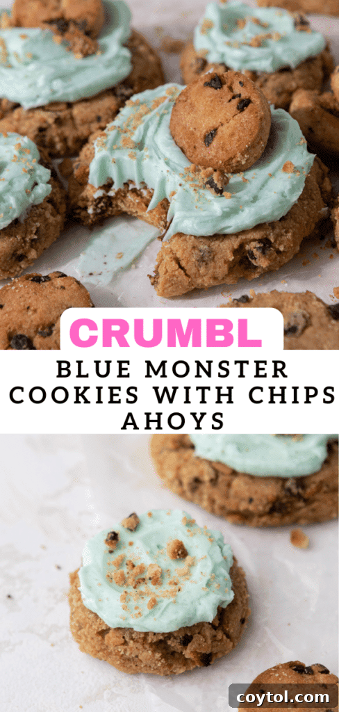 Crumbl Blue Monster Cookies with Chips Ahoy 