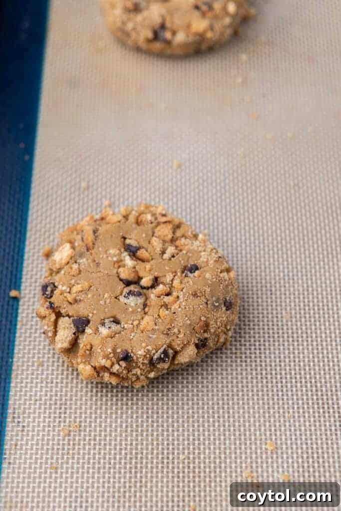 Cookie dough on baking sheet