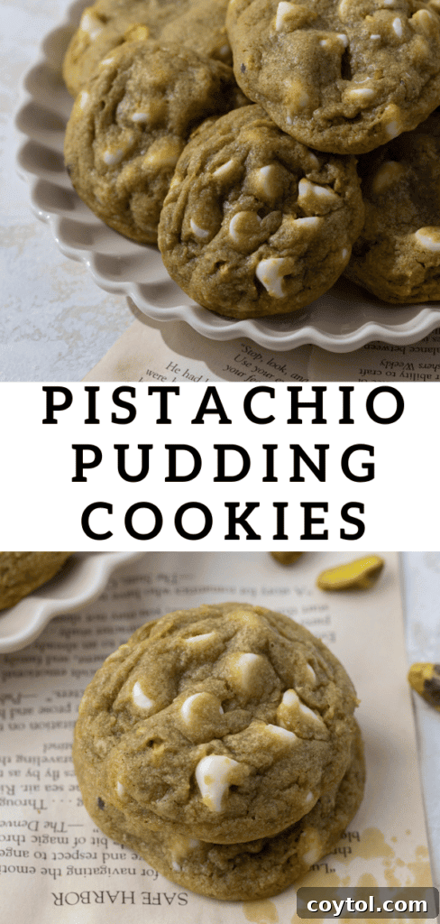 Pistachio pudding cookies arranged decoratively.