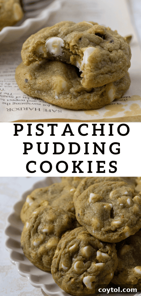 Artfully presented pistachio pudding cookies.