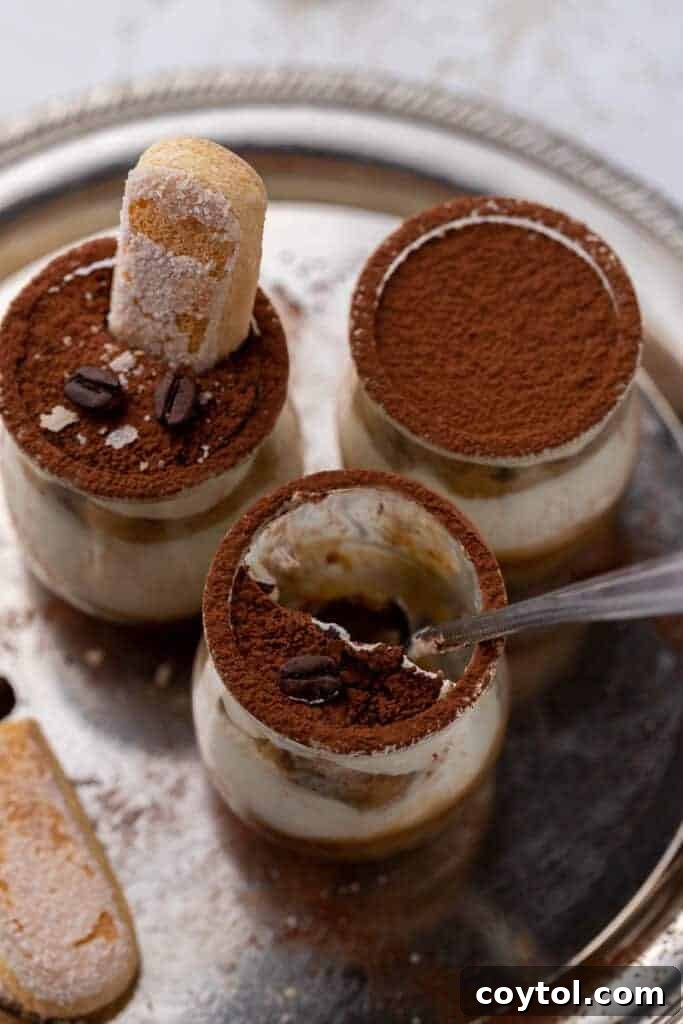 Lazy Caramel Macchiato Tiramisu Cups 11 Three perfectly presented macchiato tiramisu cups