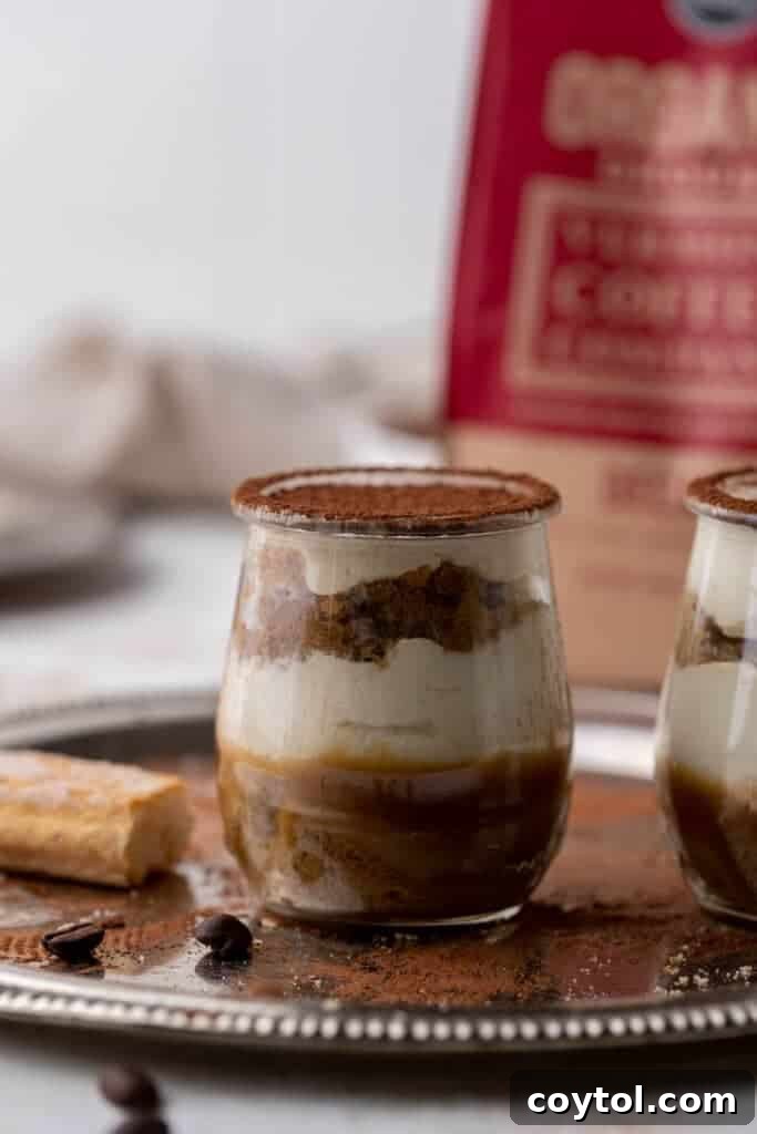 Lazy Caramel Macchiato Tiramisu Cups 12 Close-up of perfectly layered caramel tiramisu