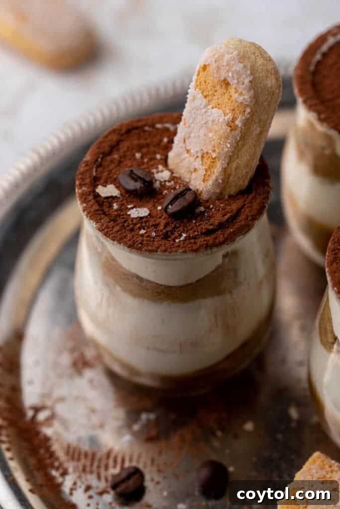 Lazy Caramel Macchiato Tiramisu Cups 10 Elegantly decorated caramel tiramisu cup with a lady finger