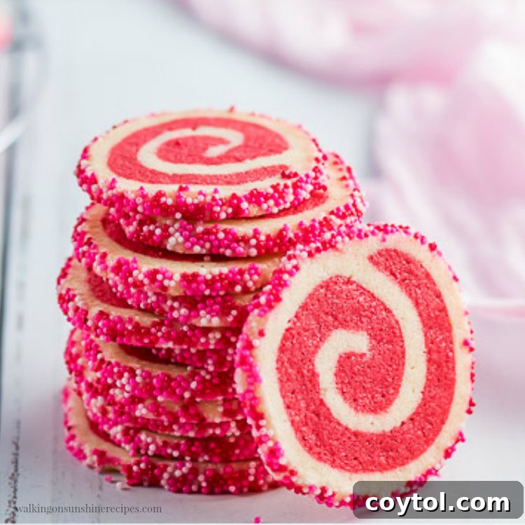 18 Irresistible Valentine's Day Cookie Ideas 25 Beautifully baked Valentine's Day swirl cookies with pink and white dough, coated in festive nonpareils.