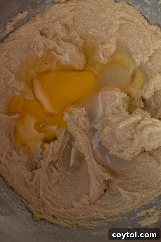Creamed sugar and butter in a mixing bowl