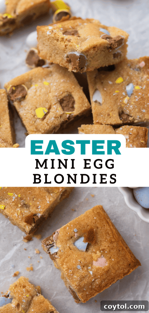 Pin image: Close-up of colorful Easter candy mini egg bars