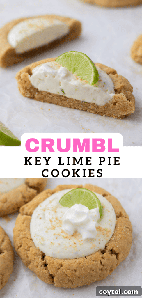 Close-up of a Crumbl Key Lime Pie Cookie with whipped cream