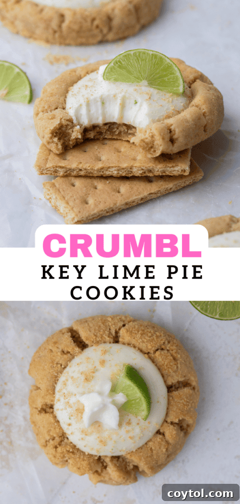 Beautifully garnished Crumbl Key Lime Pie Cookie
