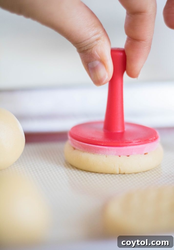 stamping shortbread cookie