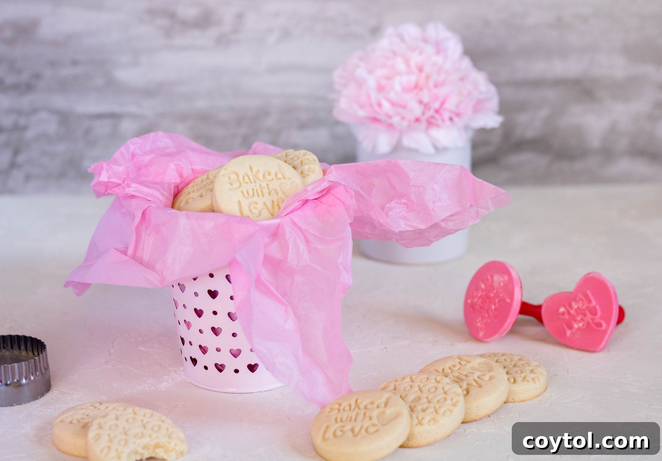valentine's stamped shortbread cookies
