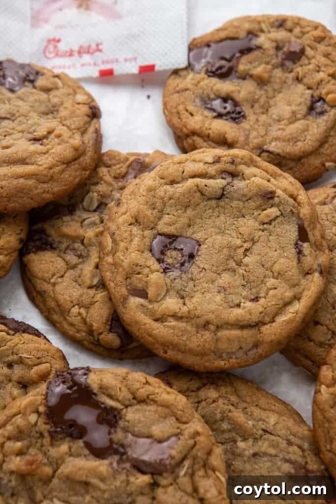 The Ultimate Homemade Chick-fil-A Cookie Clone 12 Close of up of chocolate chunk cookies