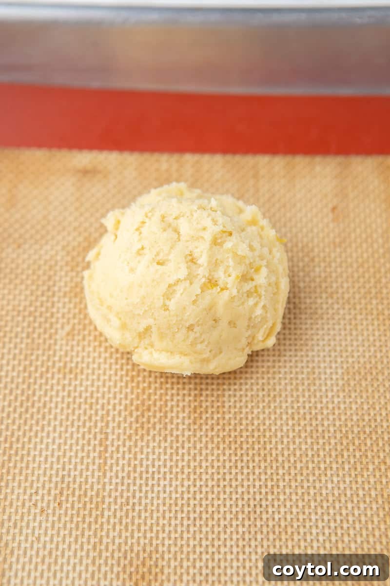 Zesty Chilled Lemon Bar Cookies 7 Cookie dough on baking sheet before flattening