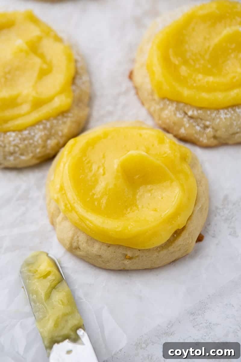 Zesty Chilled Lemon Bar Cookies 9 lemon curd frosted cookies, freshly topped