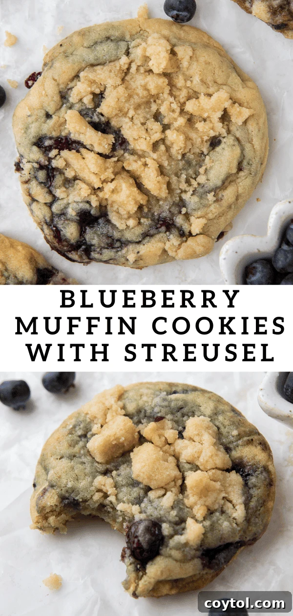 Blueberry Muffin Cookie Bliss: Crumbl-Style with Streusel 16 Pin image for Blueberry Muffin Cookies with Streusel - Crumbl Copycat