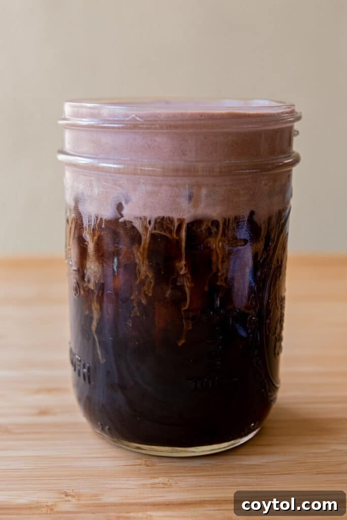 Close up of Starbucks chocolate cream cold foam cold brew