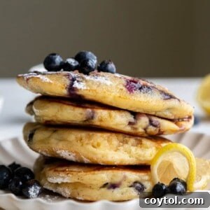 lemon ricotta pancakes stack