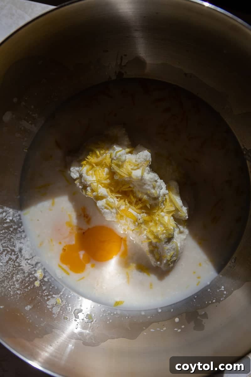 Wet mixture in a bowl for pancakes
