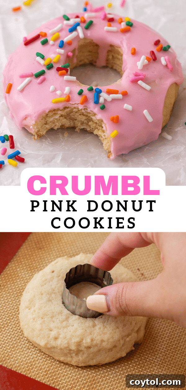 Pinterest pin graphic for Crumbl pink donut cookies recipe