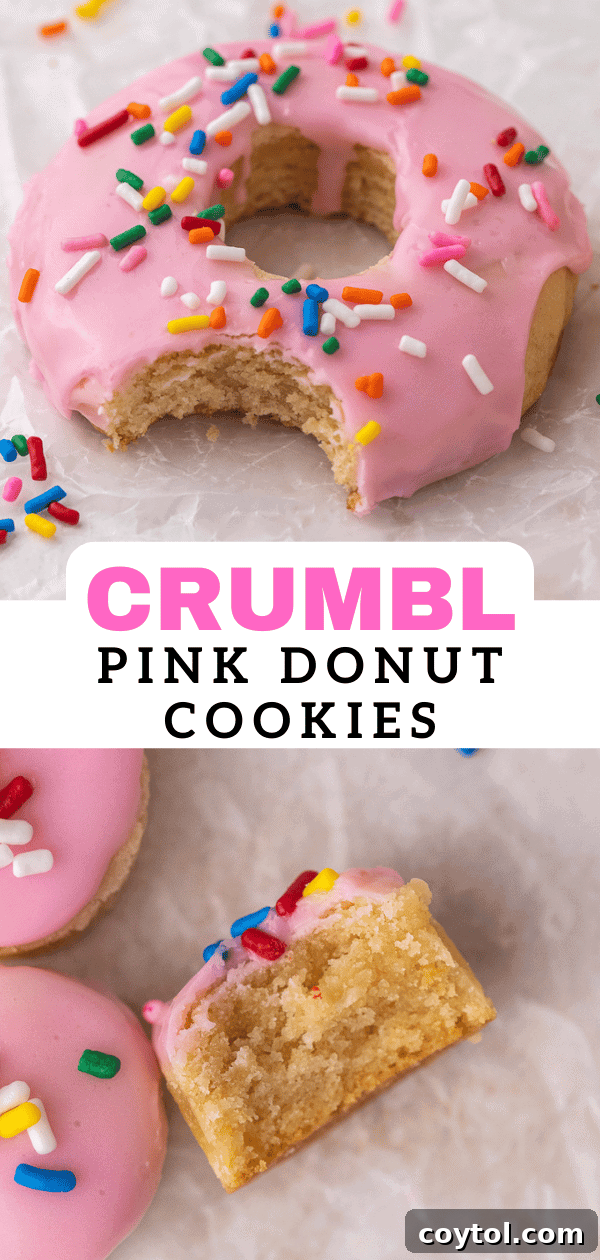 Another Pinterest pin graphic for homemade Crumbl pink donut cookies