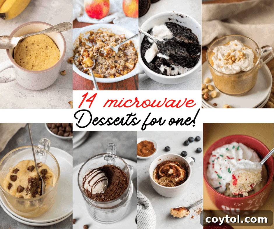 Selection of delicious microwave desserts for one, perfect for quick treats