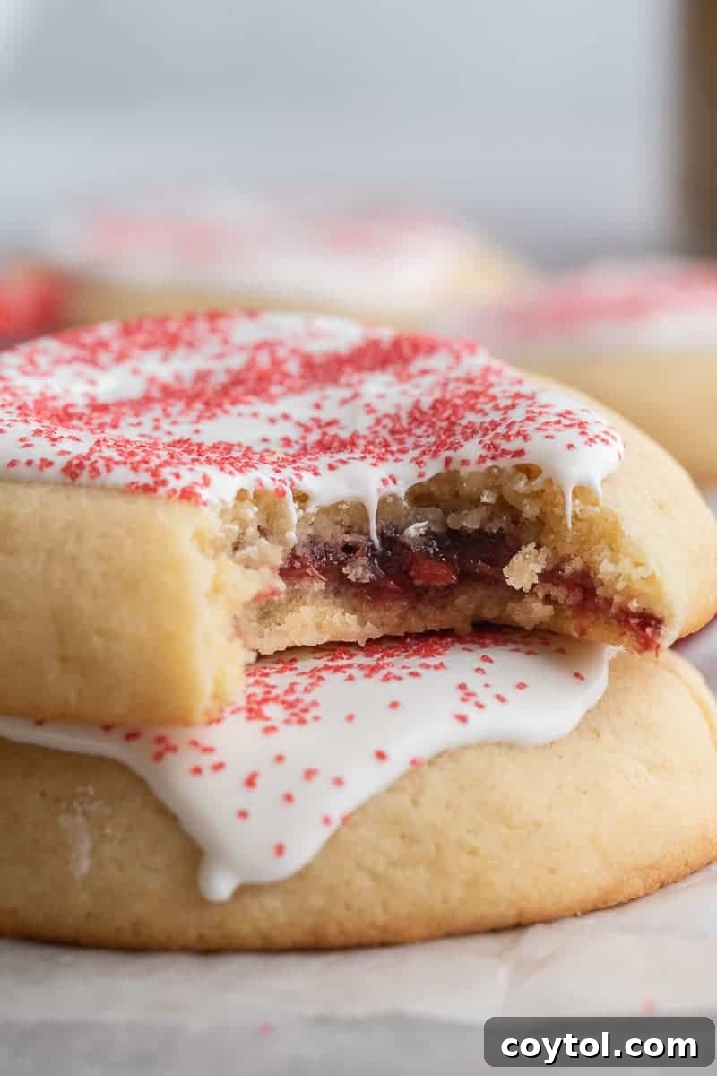 Close-up of a stack of strawberry pop tart cookies