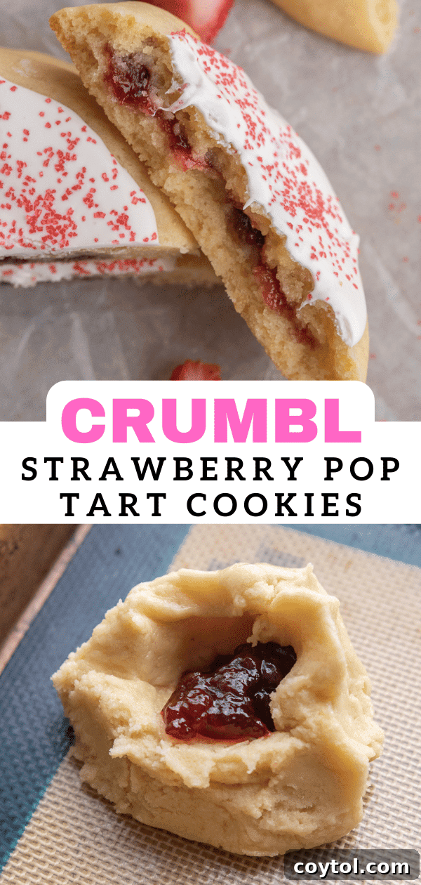Crumbl Strawberry Pop Tart Cookies social media pin graphic