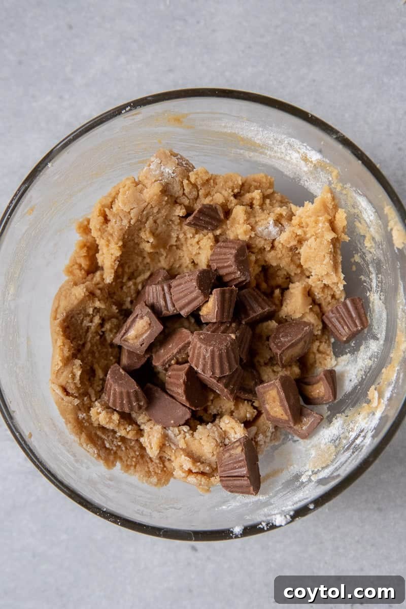 Peanut butter cookie dough in a bowl, showcasing the creamy consistency