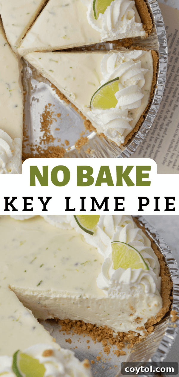 Pinterest photo collage showing different angles of key lime pie