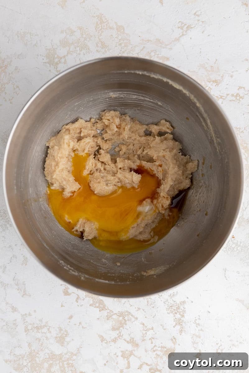 The Ultimate Single Serve Chocolate Chip Cookie Recipe 5 Creamed butter and sugar in a mixing bowl