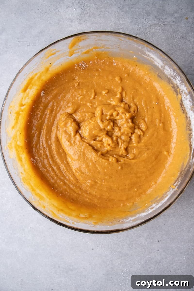 Pumpkin donut batter in a bowl