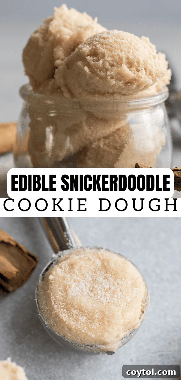 Edible snickerdoodle cookie dough in a bowl