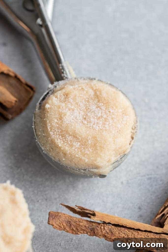 Scoop of edible snickerdoodle cookie dough