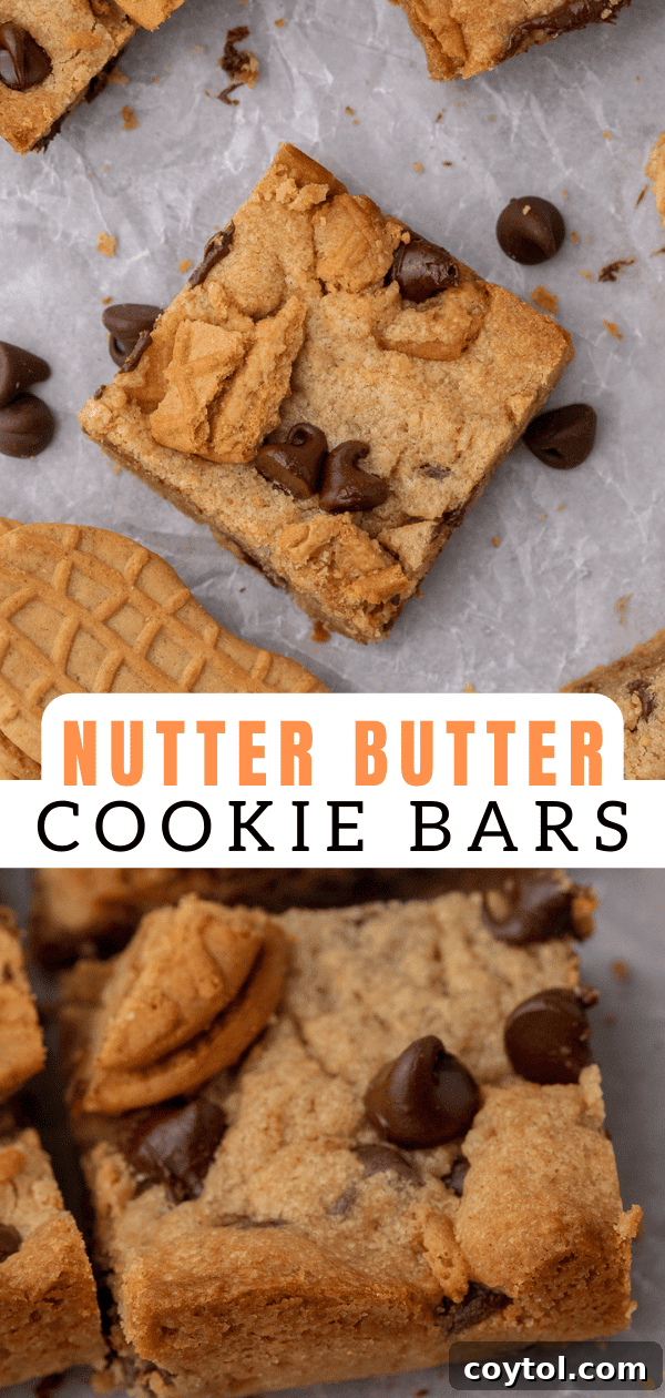 Easy Nutter Butter blondies recipe, great for parties. Save to Pinterest!