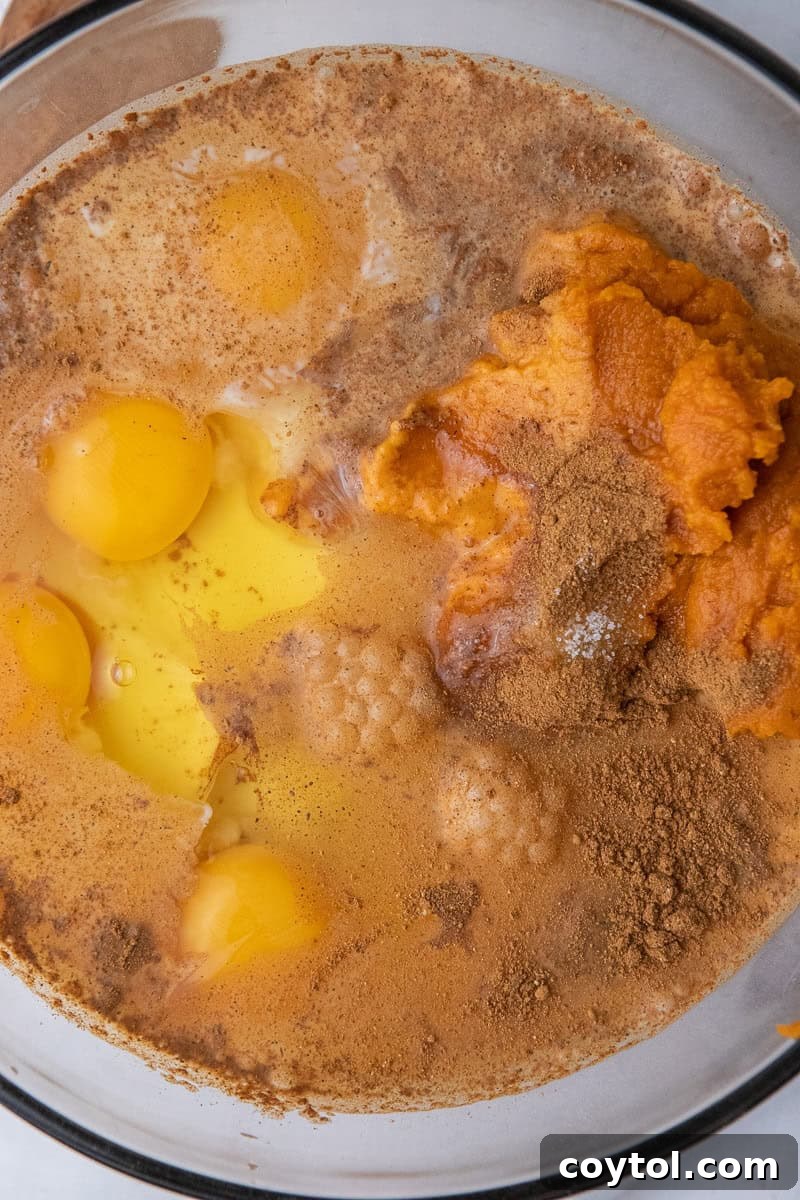 Wet ingredients in a bowl