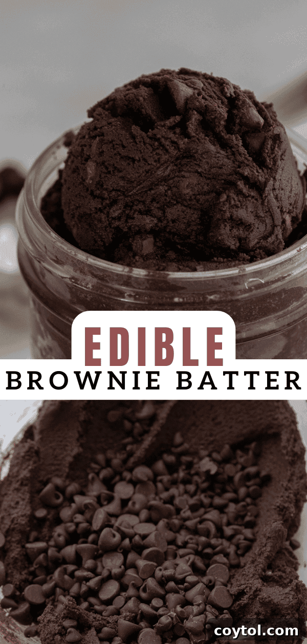 Pinterest collage featuring edible brownie batter