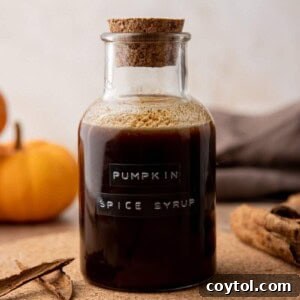 Homemade Pumpkin Spice Syrup in a bottle