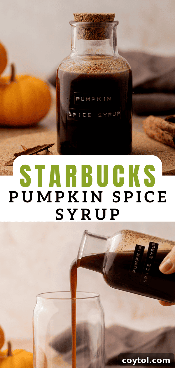 Close-up of pumpkin spice syrup in a jar with cinnamon sticks