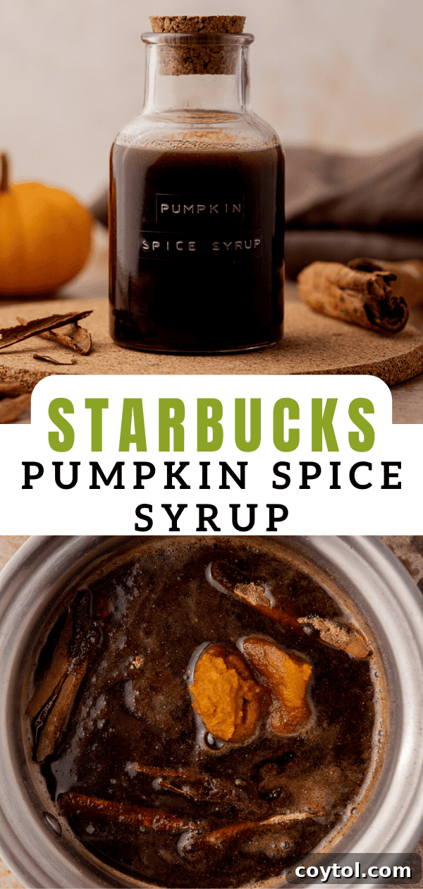 Pumpkin spice syrup being drizzled onto a drink