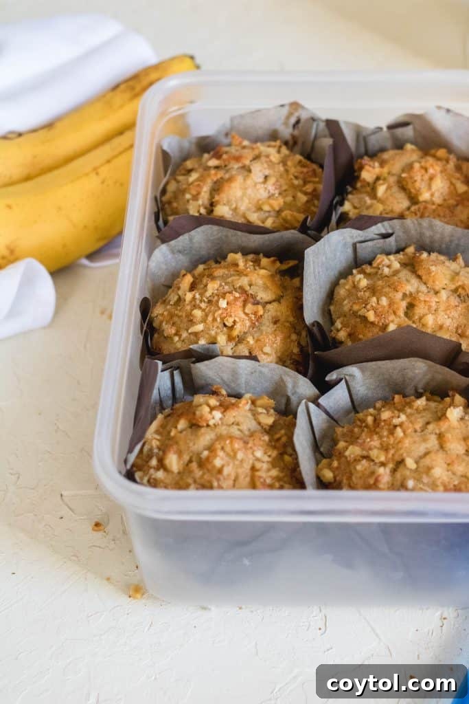 How to store banana nut muffins for freshness.