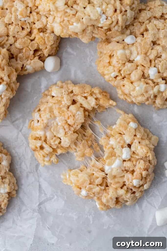 Crumbl-Style No-Bake Rice Krispies Treats 10 Ooey gooey rice krispies marshmallow cookies