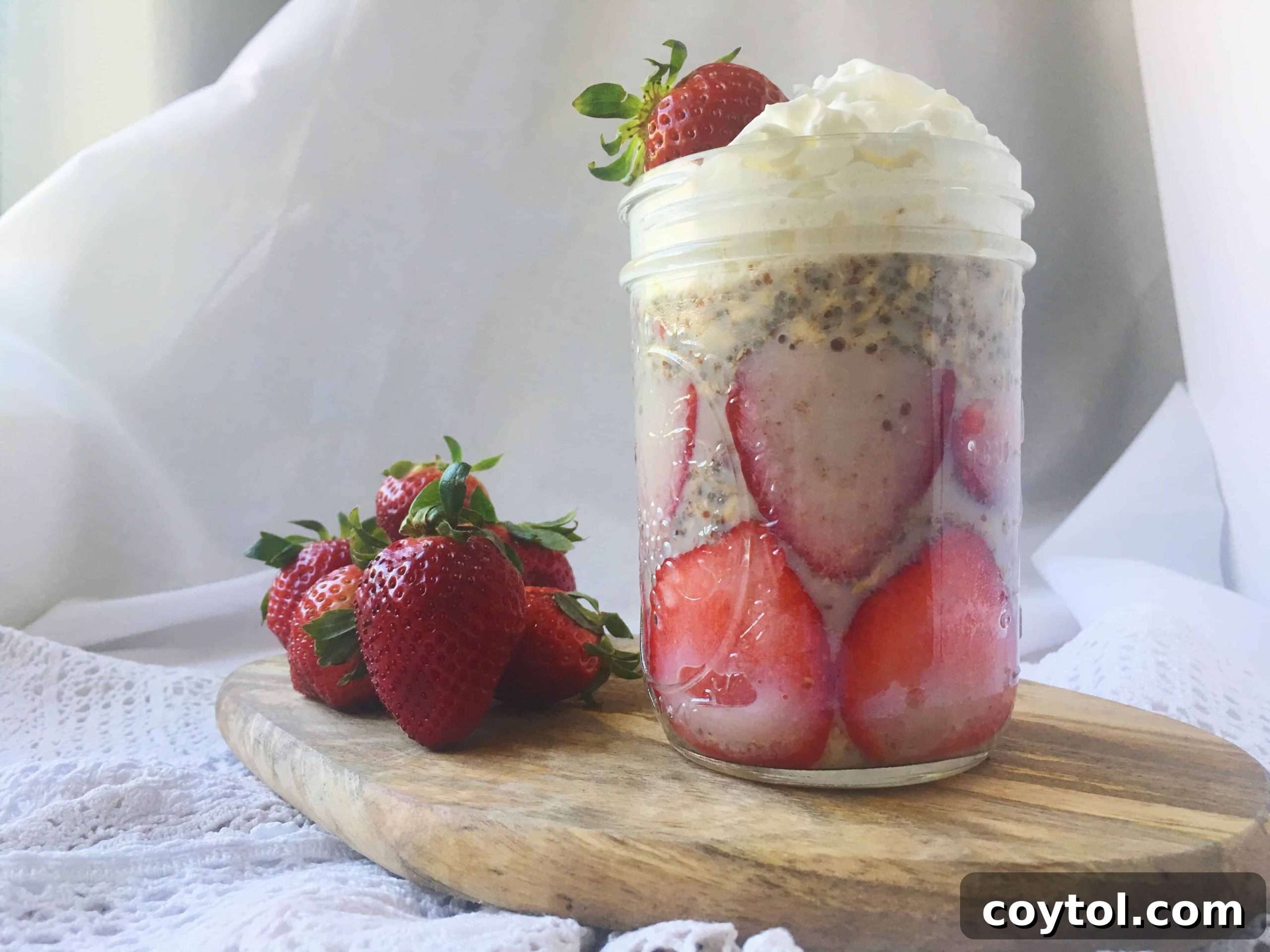 Dreamy Strawberry Cream Overnight Oats 2 Delicious and vibrant Strawberries and Cream Overnight Oats in a jar