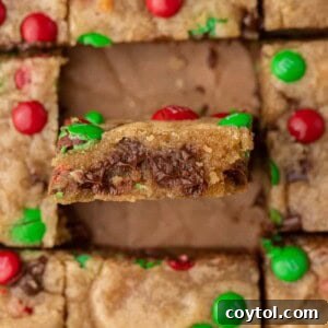 sliced M&M blondies