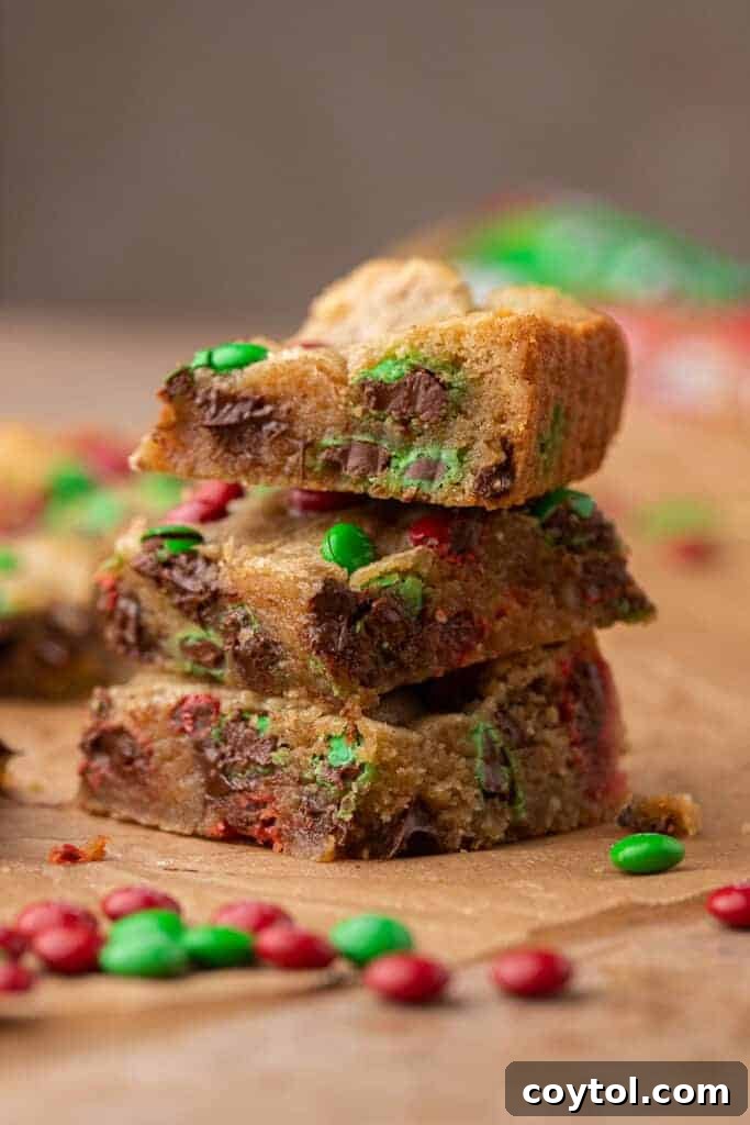 Stack of Christmas blondies