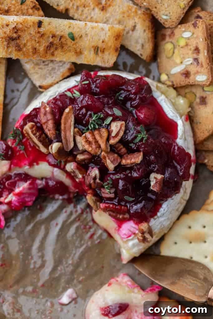 Baked Brie with Cranberry Sauce and Pecans