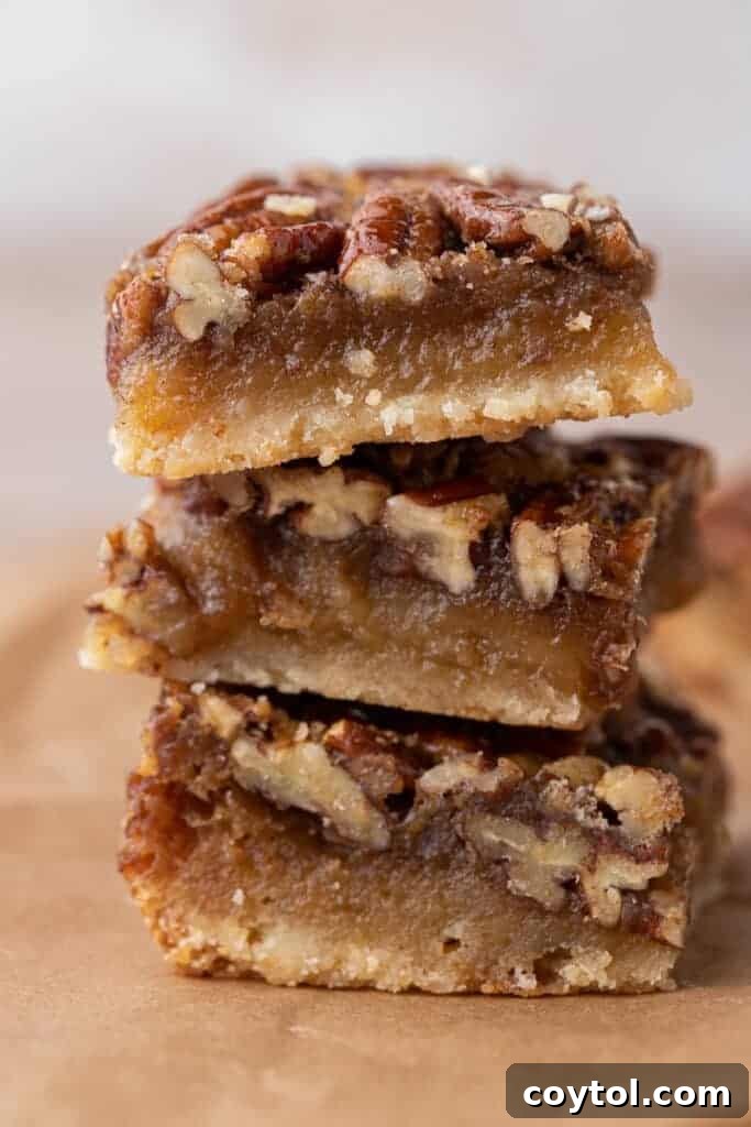 Stack of pecan pie bars