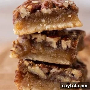 Stack of pecan pie bars