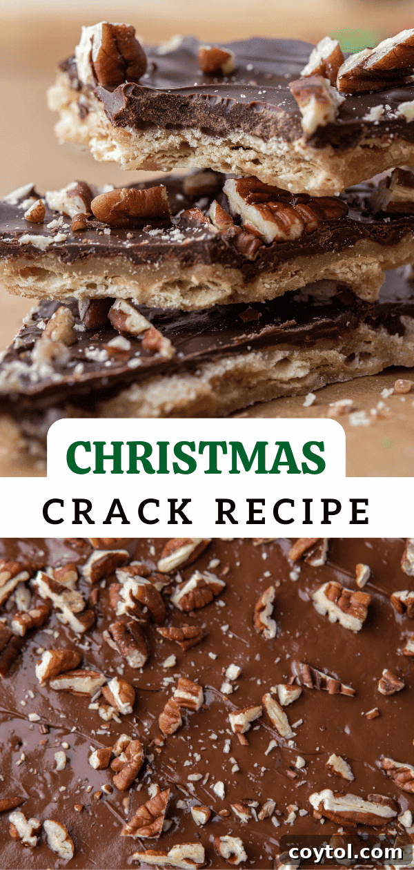 Close-up shot of the delicious Christmas Crack recipe, perfect for pinning.