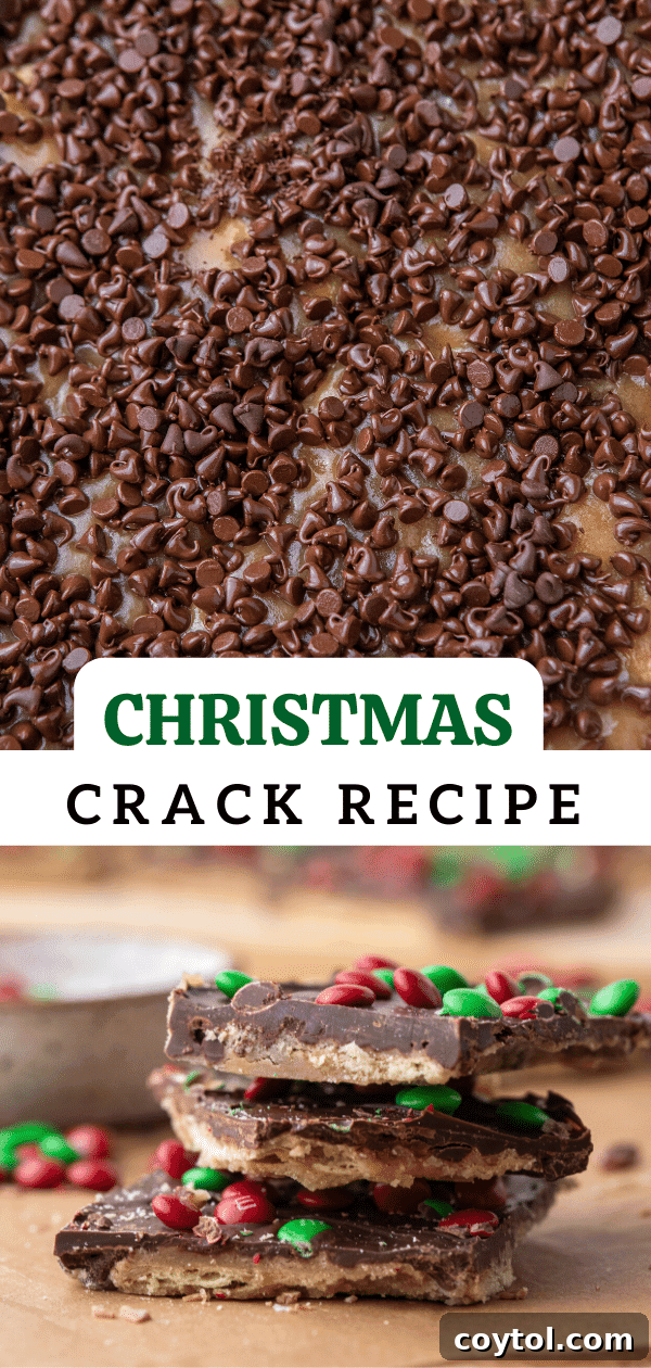 A festive image of the Christmas Crack recipe, highlighting its appealing layers and toppings.