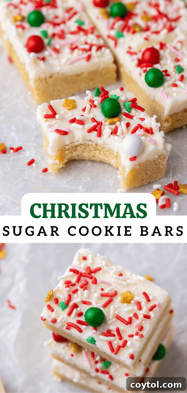 Christmas sugar cookie bars with festive sprinkles
